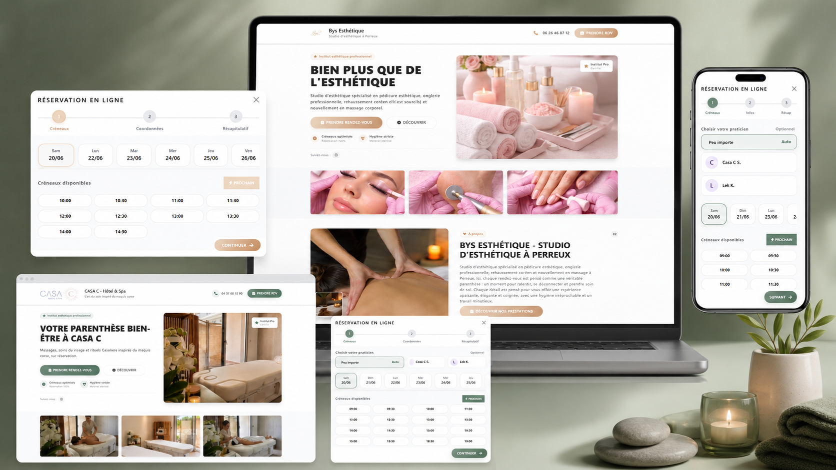 Site vitrine BYSOINS avec réservation en ligne sur mobile